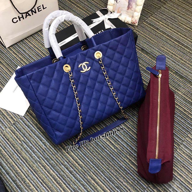 CHANEL女包 A93525 最新款棱格子 顆粒壓花小球紋牛皮 香奈兒母子購物 chanel大號手提包 djc1204